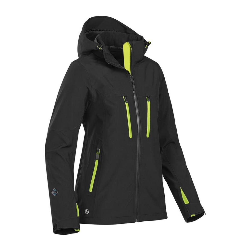 StormTech Patrol Softshell H2Xtreme Unisex Black and Green Hooded Jacket.Sz.M